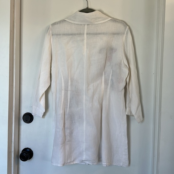 Caite for Athleta Embroidered linen top tunic button down white large - Picture 6 of 6